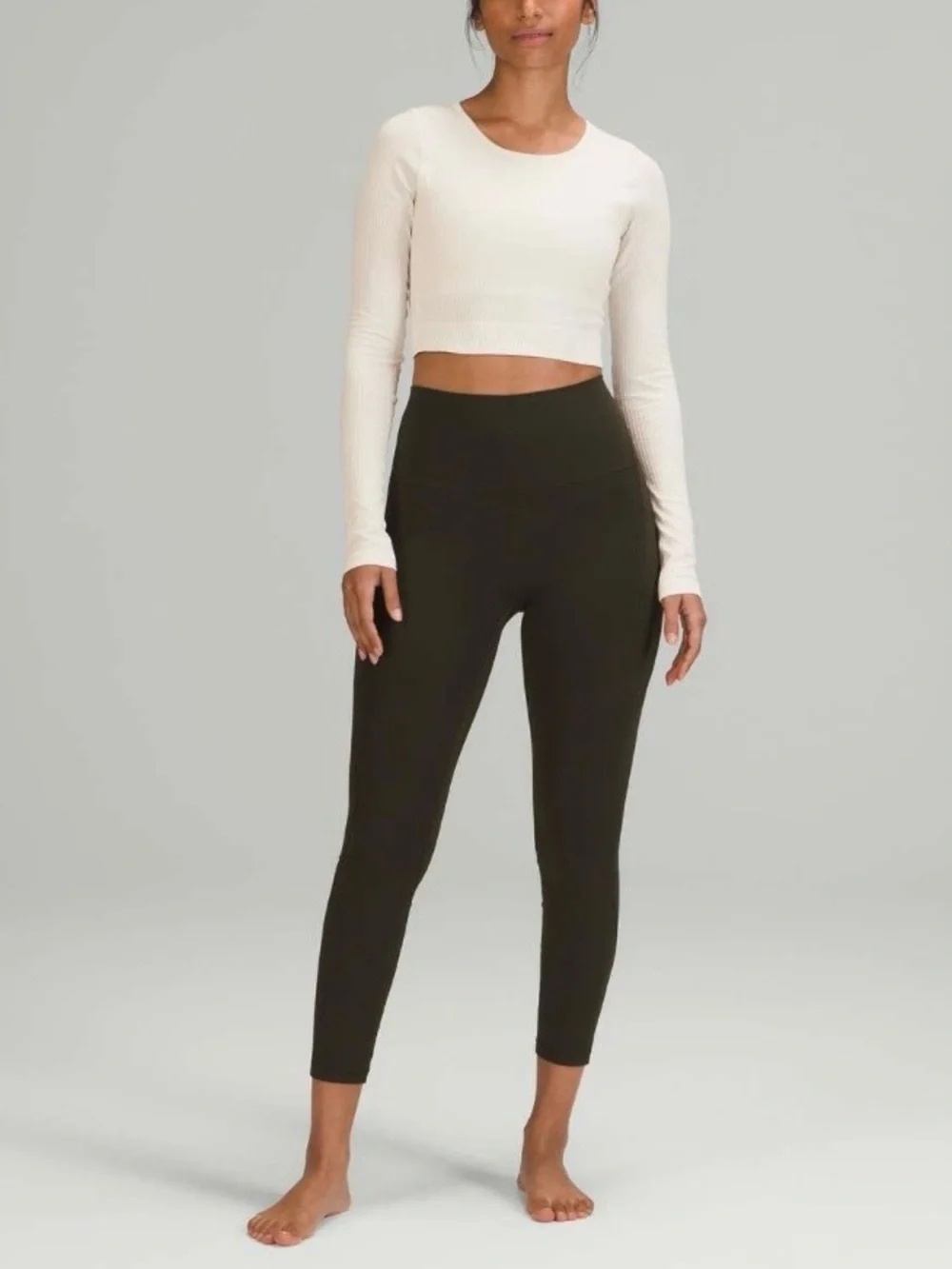 Lululemon Ebb to Street Long Sleeve Crop Top White Opal Size S